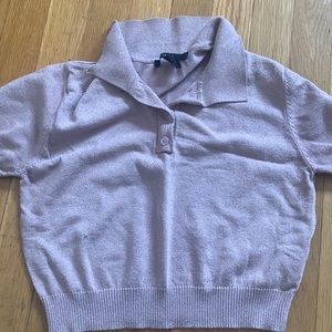 FOREVER 21 Pink Glittery Collared Crop Top